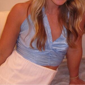 Peppermayo Light Blue Halter Top